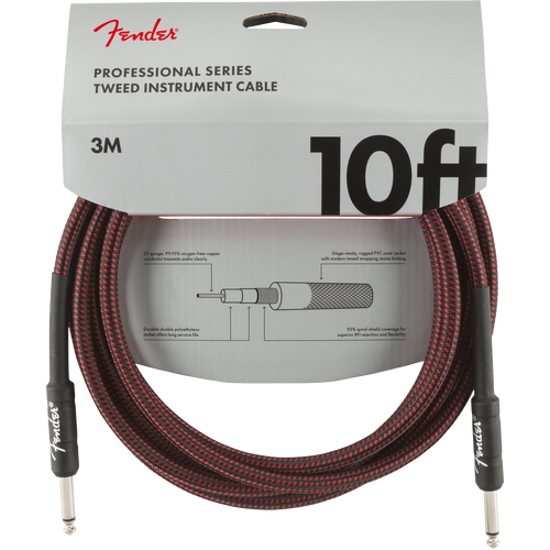 Fender Professional Series Tweed Instrument Cable 10ft Red Tweed