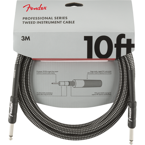 Fender Professional Series Tweed Instrument Cable 10ft Gray Tweed