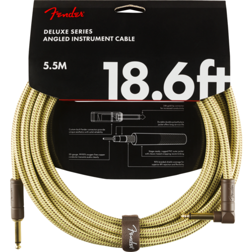 Fender Deluxe Series Instrument Cable Straight/Angle 18.6' Tweed