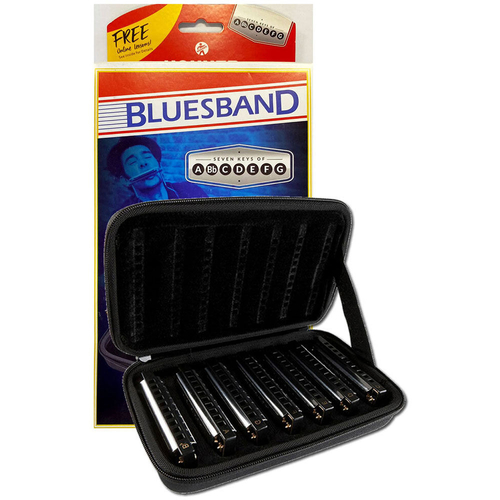 Hohner Blues Band Harmonica 7 Pack with Case