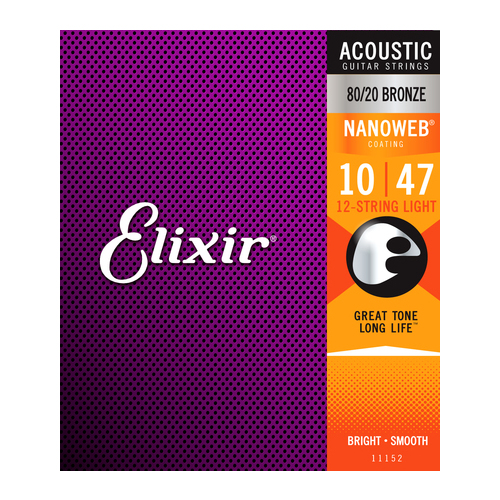 Elixir 80/20 Bronze Nanoweb 12 String 10-47