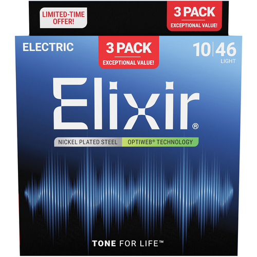 Elixir Nickel Plated Optiweb 10-46 - 3 Pack