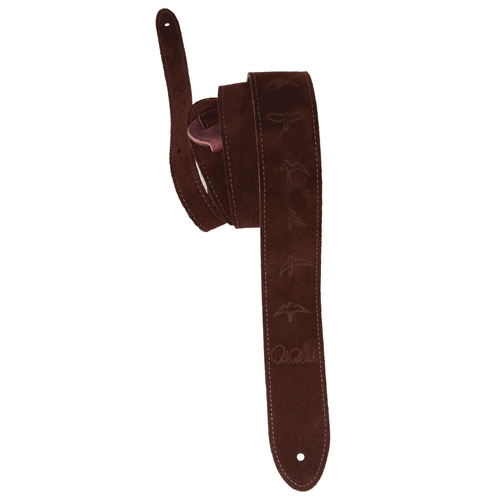 PRS 2" Reversible Leather/Suede Guitar Strap - Oxblood w/ Birds