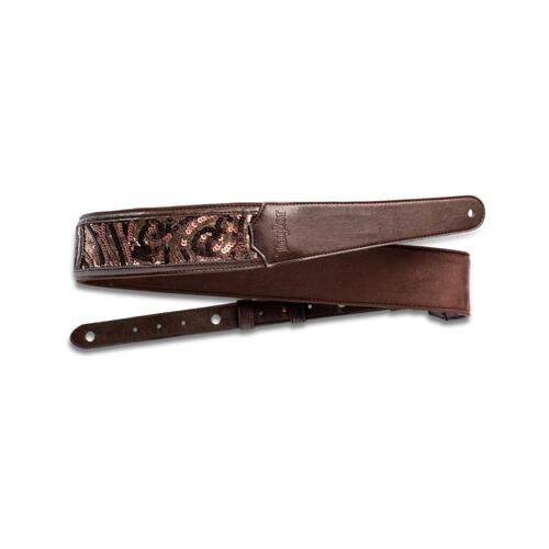 Taylor Vegan Leather Strap Choc Brown Sequins 2.25"