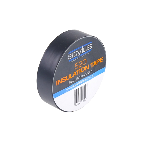 Stylus 520 Black Electrical Tape - 18mm x 20m
