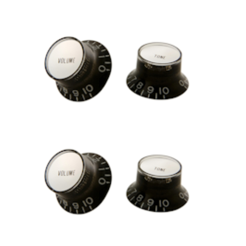 Gibson PRMK-010 Top Hat Knobs w/ Insert 4 Pack - Black Silver