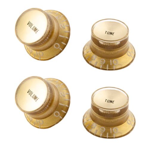 Gibson PRMK-030 Top Hat Knobs w/ Insert 4 Pack - Gold