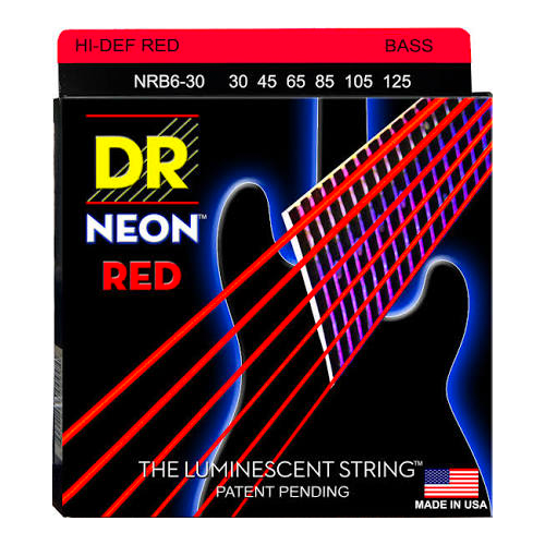 DR Strings NRB6-30 Neon Red 6-String Bass 30-125