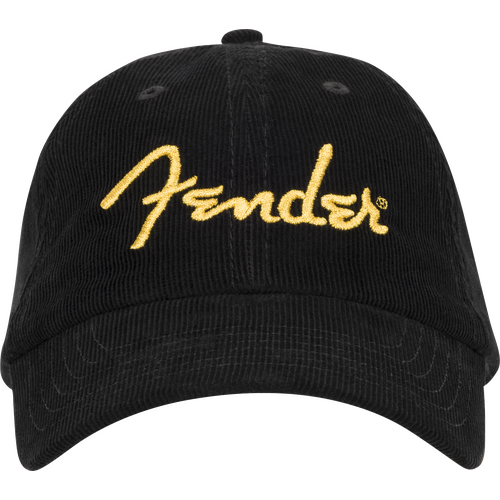 Fender Gold Spaghetti Logo Corduroy Hat Black