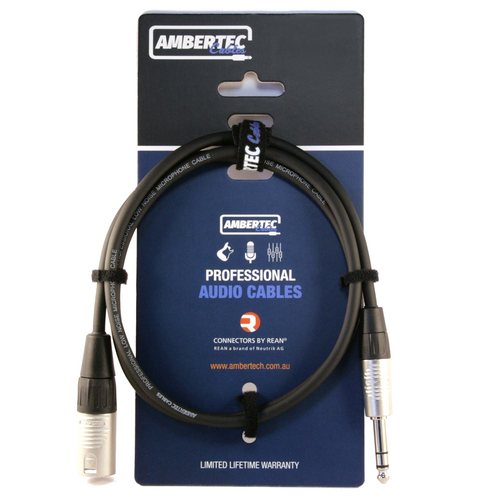 AmberTEC Rean XLR-M to 6.35mm TRS Cable - 3m