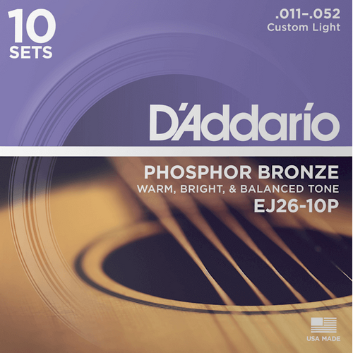 D'Addario EJ26 Phosphor Bronze .011 - .052 10 Pack