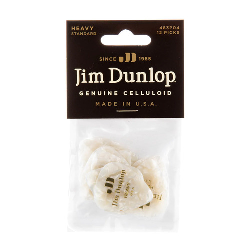 Jim Dunlop 483P04HV Celluloid White Pearloid Heavy - 12 Pack