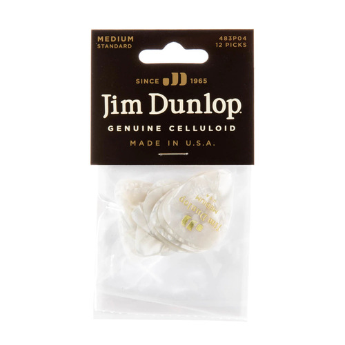 Jim Dunlop 483P04MD Celluloid White Pearloid Medium - 12 Pack