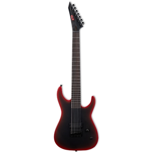 LTD M-7HT Baritone Black Metal Black Red Burst Satin