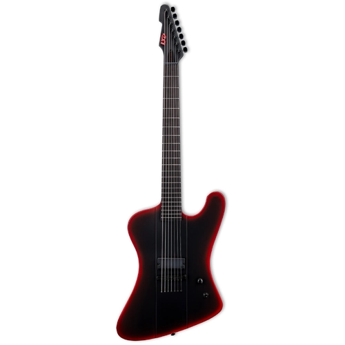 LTD Phoenix-7 Baritone Black Metal Black Red Burst Satin
