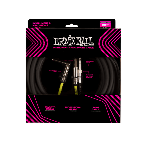 Ernie Ball Instrument & Headphone Cable 18ft