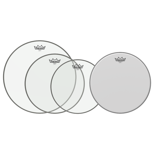 Remo PP-0250-BE Emperor® Clear Rock Pro Pack w Free Coated Ambassador®