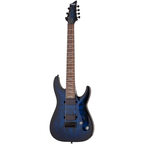 Schecter Omen Elite-7 See Thru Blue Burst