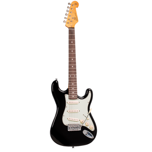 SX VES34B Vintage S Style 3/4 Electric Guitar Black